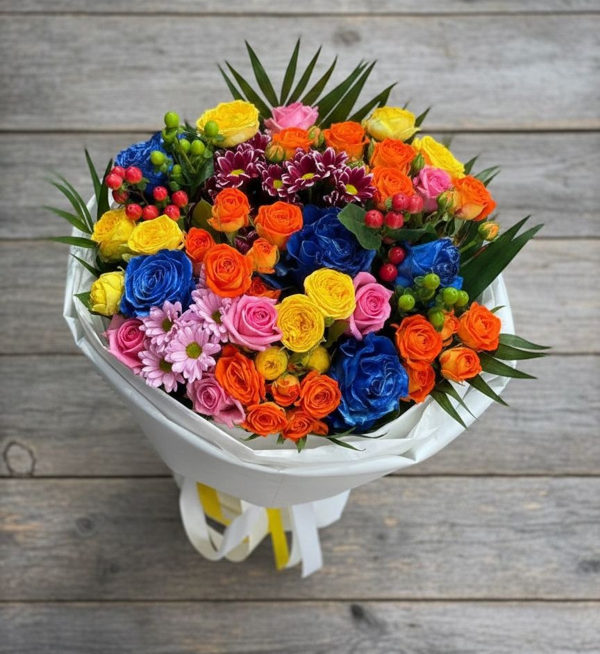 Букет цветов из: Розы и Хризантемы в Урвани