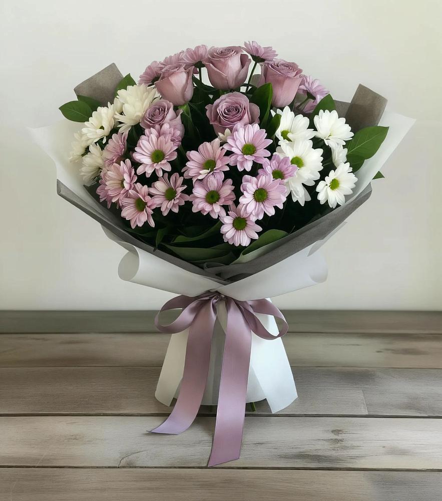Букет цветов из: Хризантемы и Розы в Урвани