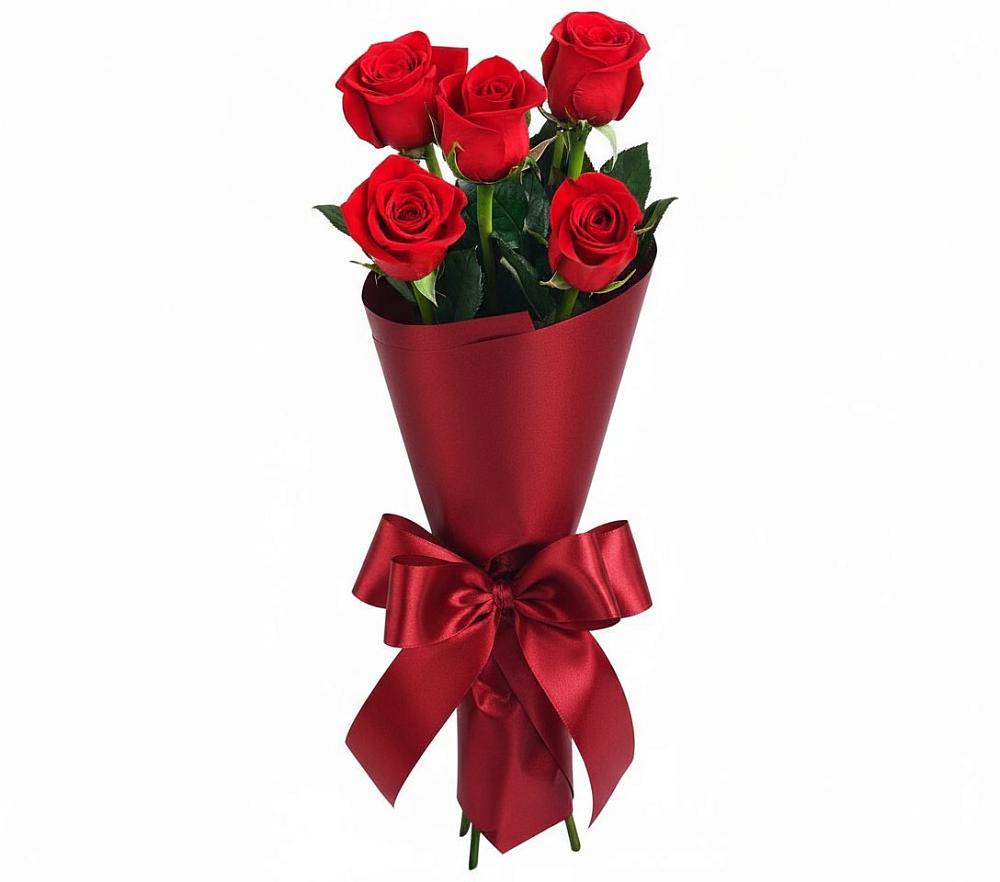 Букет 5 Красных роз Эдлесс Лав в Урвани