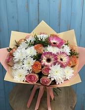 Букет цветов из:  Розы, Герберы и Хризантемы #REPLACE_PRED# Урвани