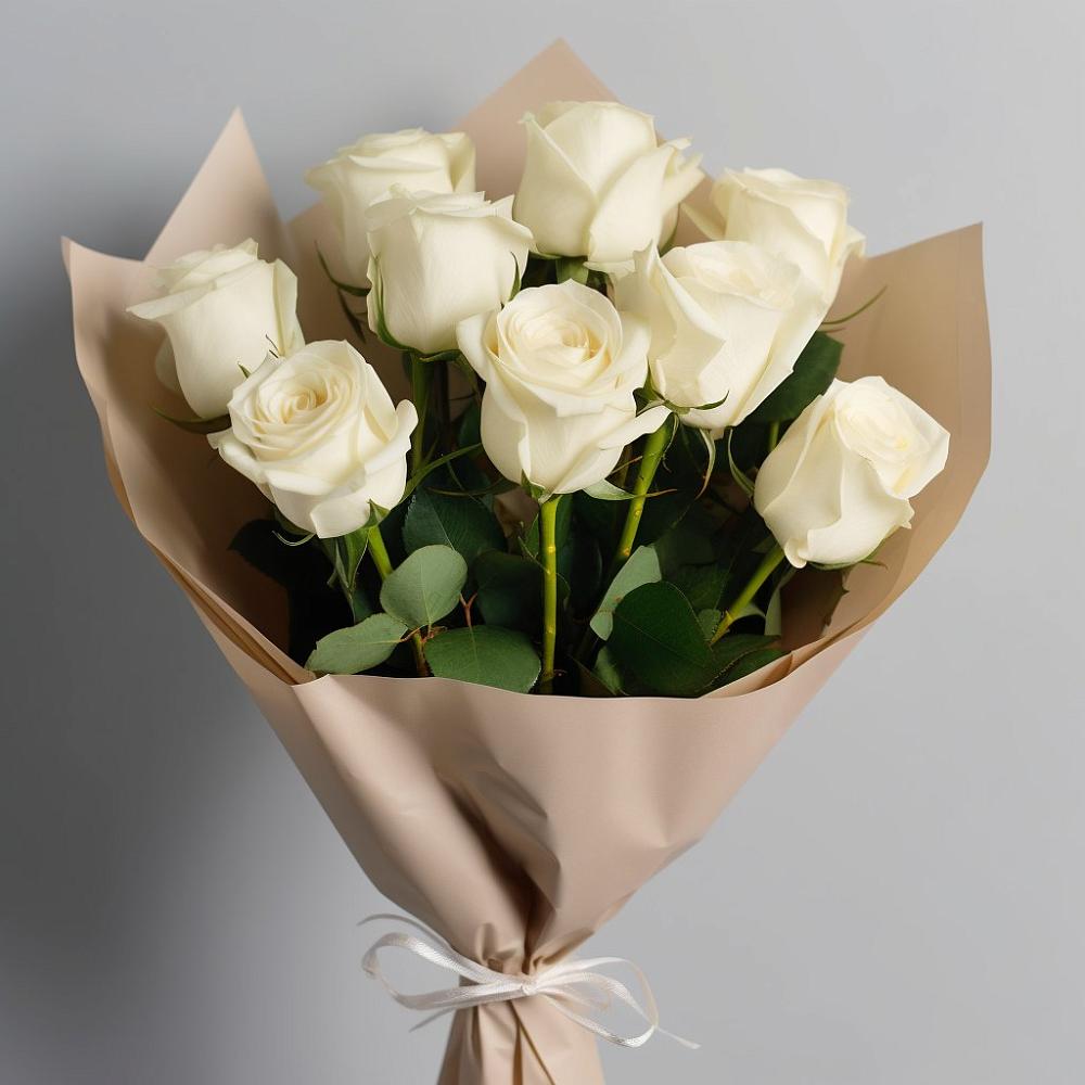 Букет 9 Белых роз Эдлесс Лав в Урвани