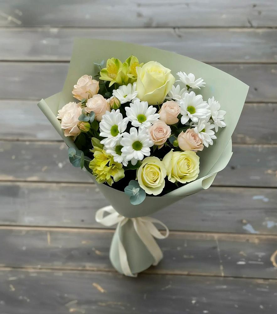 Букет цветов из: Альстромерии, Розы и Хризантемы в Урвани