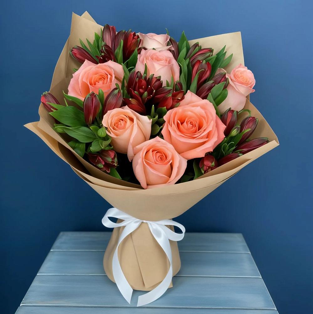 Букет цветов из: Розы и Альстромерии в Урвани