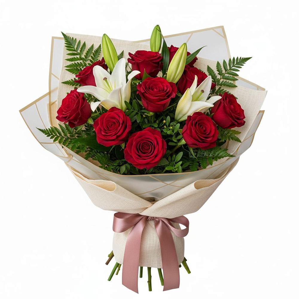 Букет цветов из: Лилии и Розы в Урвани