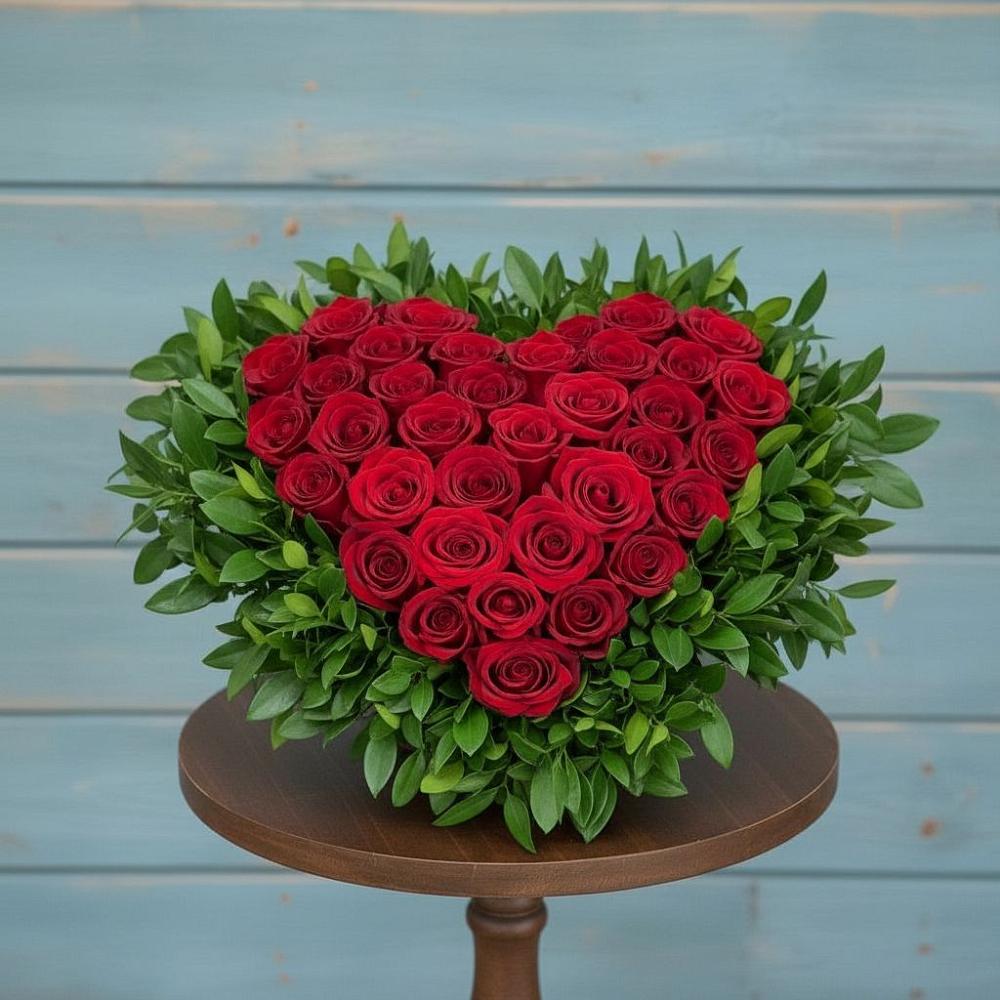 Цветочная композиция из Розы в виде сердца в Урвани