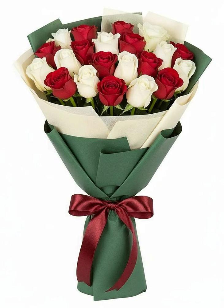 Букет Микс из красных и белых роз в Урвани