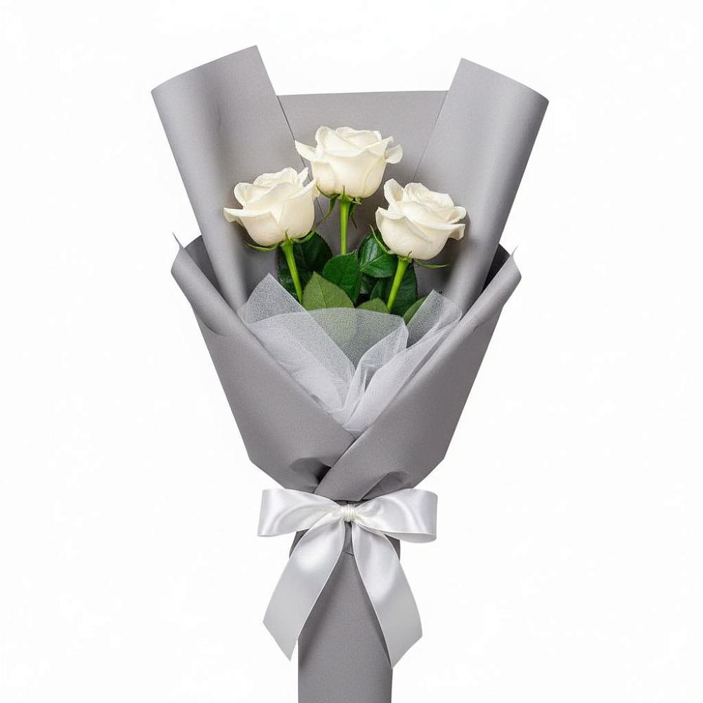 Букет 3 белые розы в Урвани