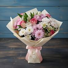 Букет цветов из:  Хризантемы, Альстромерии и Розы в Урвани