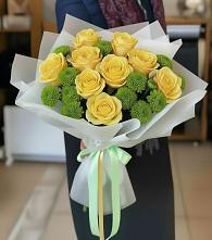 Букет цветов из:  Хризантемы и Розы #REPLACE_PRED# Урвани