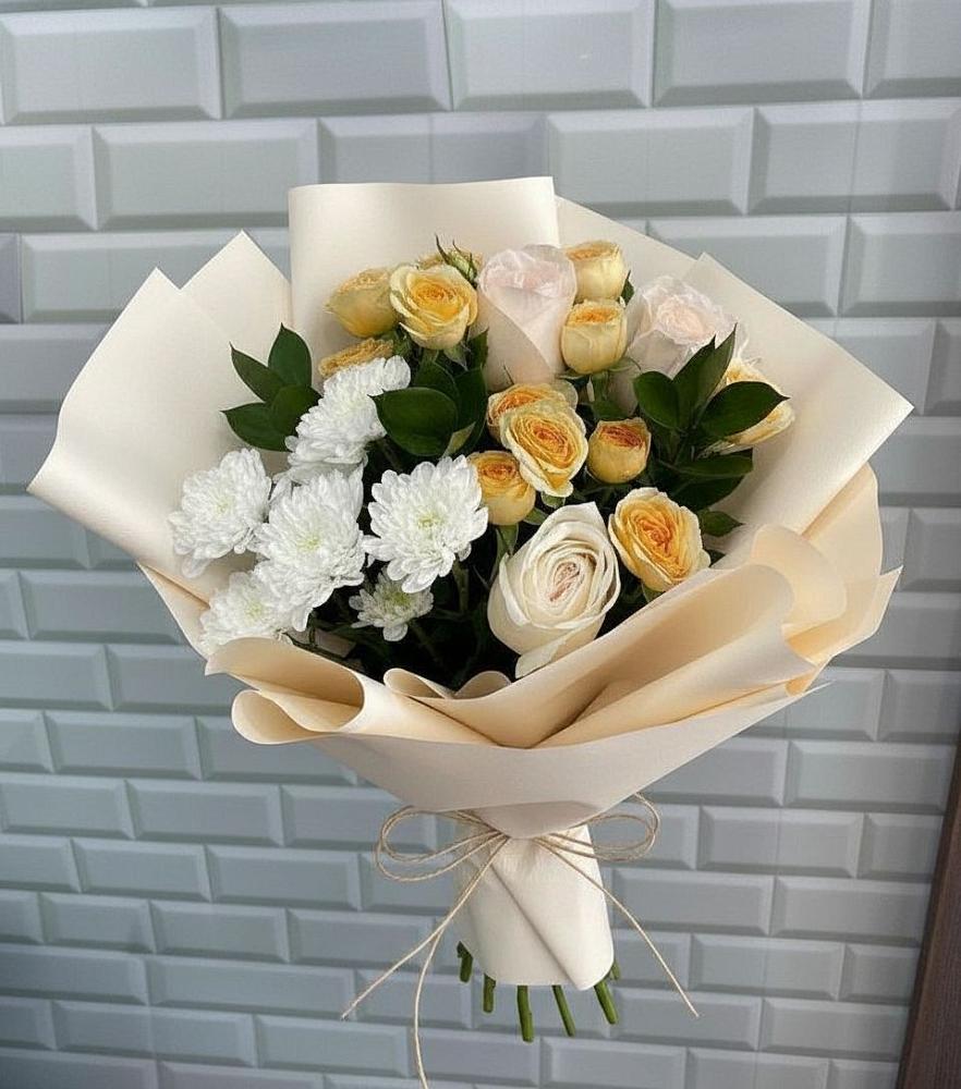 Букет цветов из: Розы и Хризантемы в Урвани